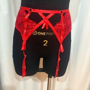 DITA VON TEESE Royal red  madame X Suspender garter Belt